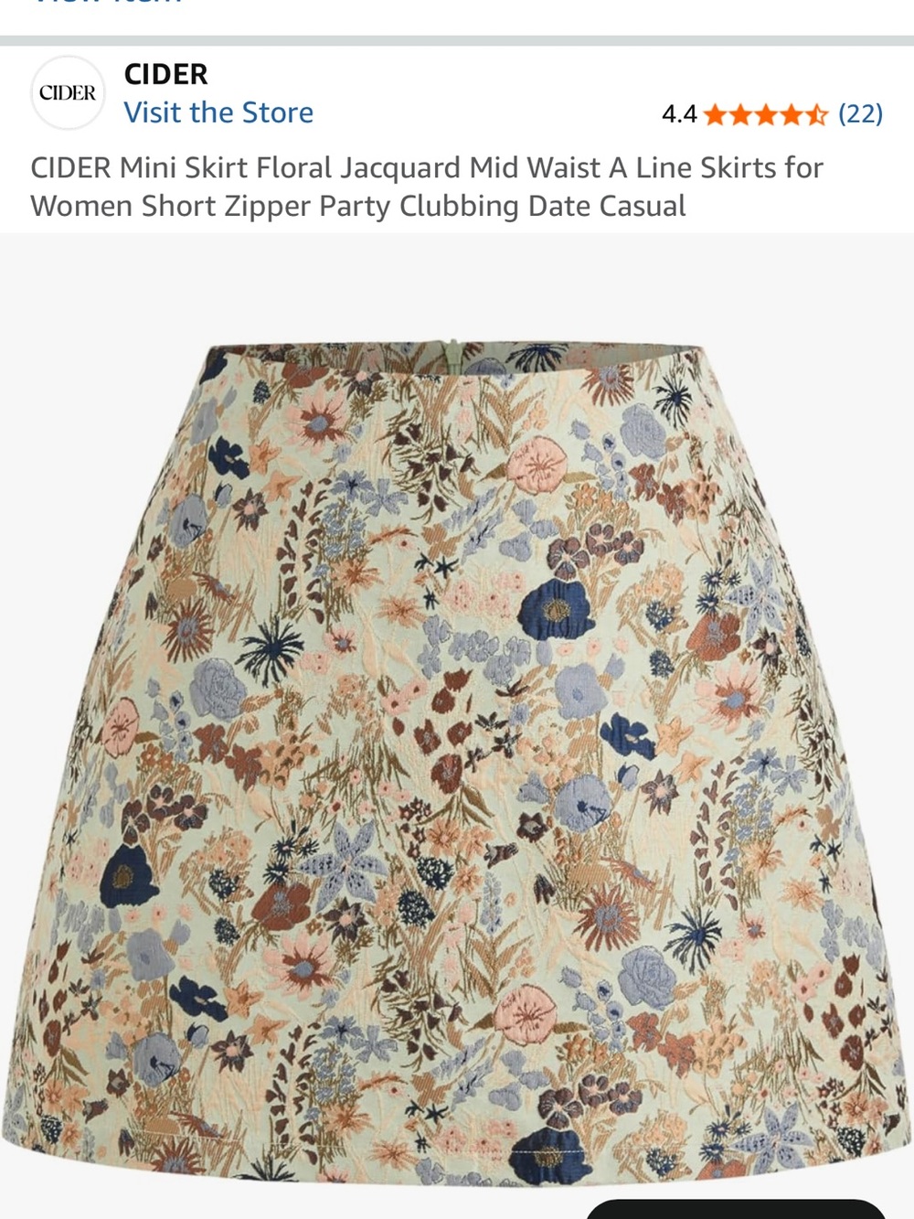 CIDER Floral Jacquard A-Line Mini Skirt in Cream Multi